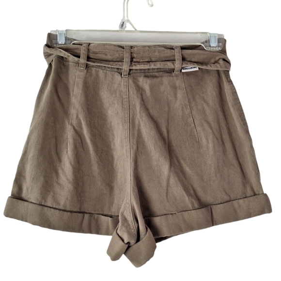 NWT Billabong Women Size 25 100% Cotton Brown Belted Cuffed Shorts Pockets - Picture 2 of 14